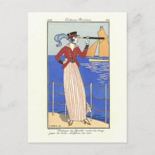 Costume de Yacht Fashion Illustration Barbier Postcard