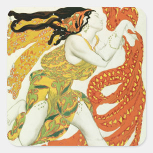 Costume design for a bacchante in 'Narcisse' Square Sticker