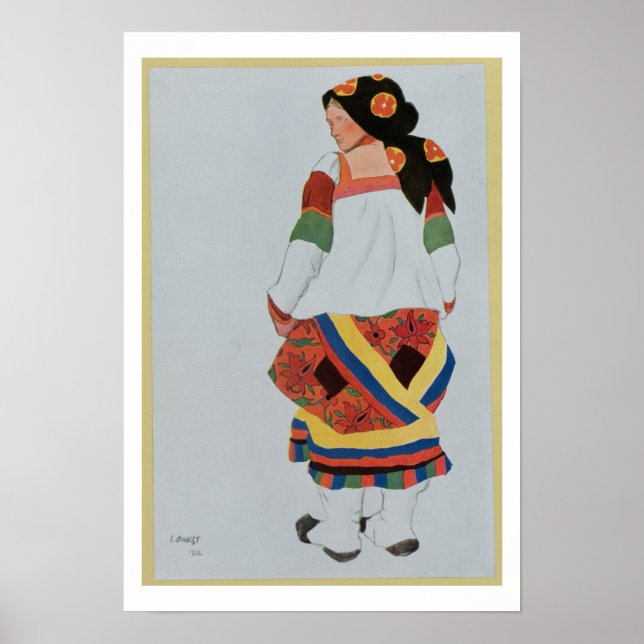 Costume design for a Peasant Girl, 1922 (colour li Poster (Front)