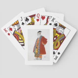 Costume design for an old man in a red coat (colou playing cards