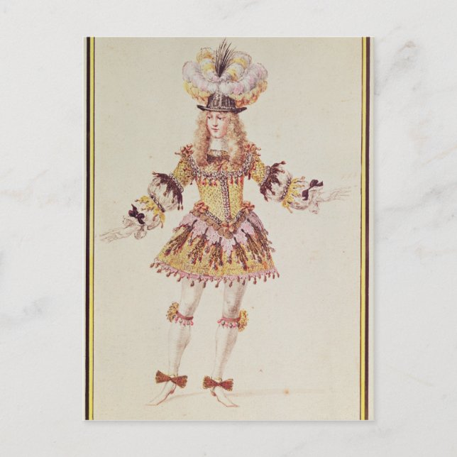 Costume design for male dancer, c.1660 postcard (Front)