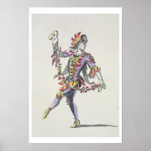 Costume design for Triton, in a 17th century balle Poster