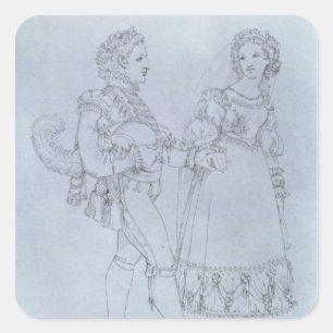 Costume designs Figaro and Susanna from opera Square Sticker