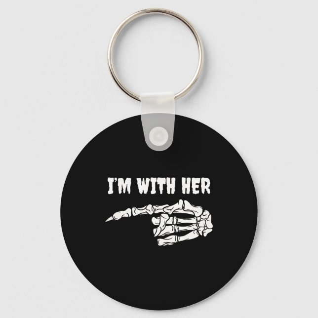 Costume For Couples I'm With Her Skeleton Matching Key Ring (Front)