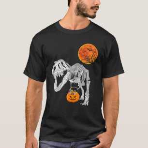 Costume Halloween Dinosaur Skeleton Pumpkin T Rex T-Shirt
