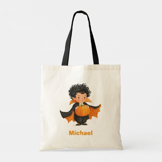 Costume Kid Vampire With Custom Name Tote Bag (Back)