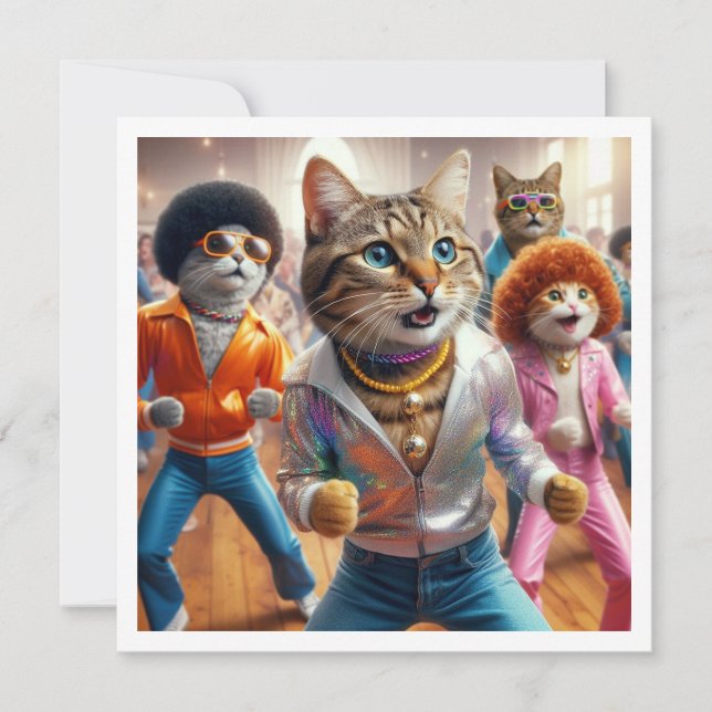 Costume party, Disco Dance party, cat   Invitation (Front)