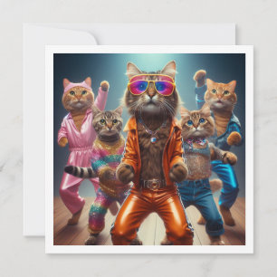 Costume party, Disco dance party, cat  Invitation