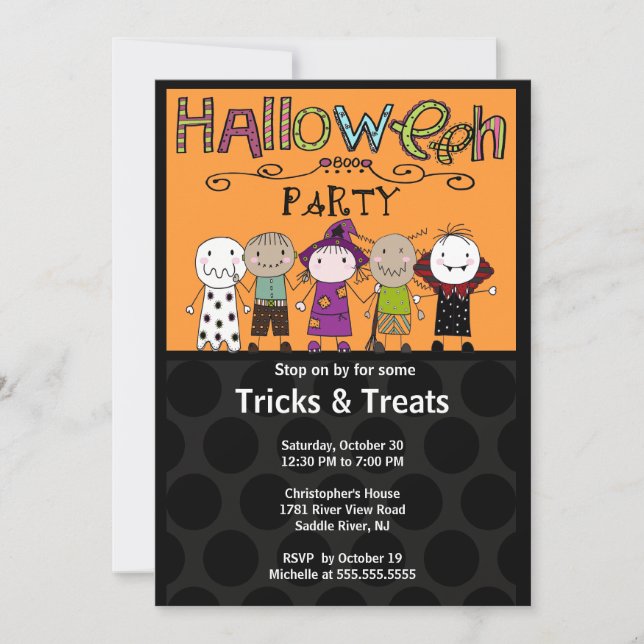 Costume Party Halloween Party Invitation Cute (Front)