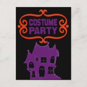 COSTUME PARTY HAUNTED HOUSE INVITE POSTCARD