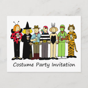 Costume party invitation, children in fancy dress. invitation postcard