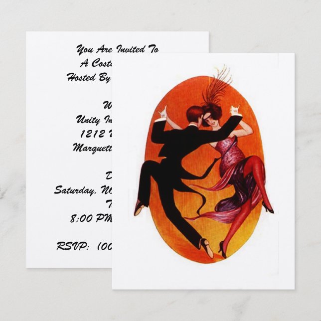 COSTUME PARTY MASQUERADE BALL INVITATION (Front/Back)