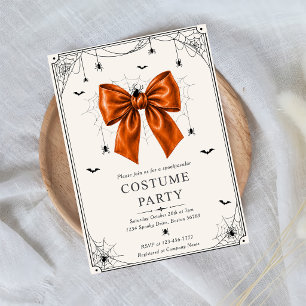 Costume Party Orange Bow Halloween Invitation Temp