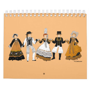 Costume traditionnel de Bretagne, France Calendar