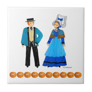 Costume traditionnel de Normandie, France Ceramic Tile