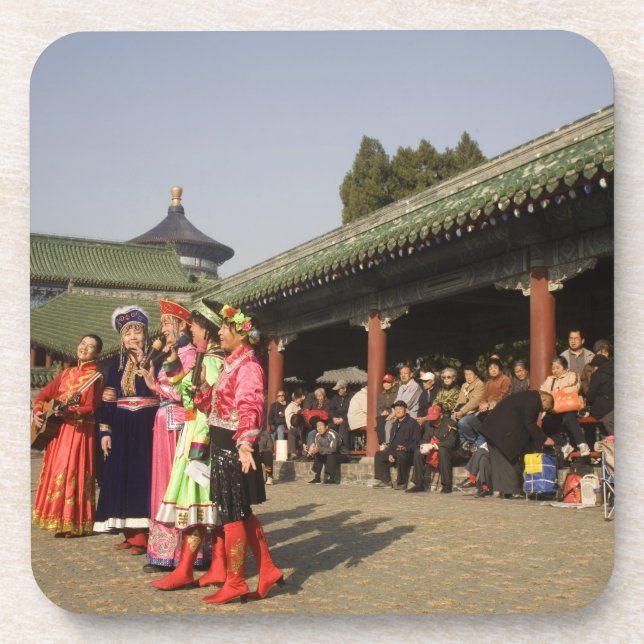 Costumed amateur folk dancers entertain coaster (Front)