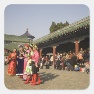 Costumed amateur folk dancers entertain square sticker