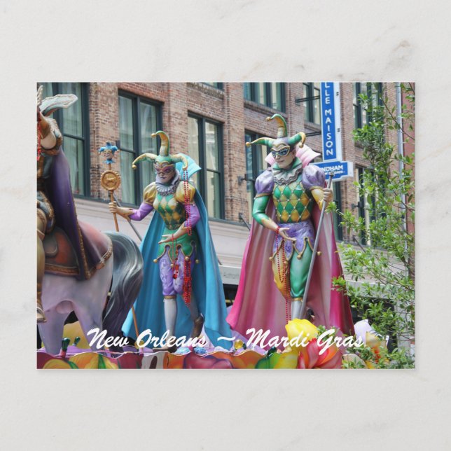 Costumed Mardi Gras Parade Figures Postcard (Front)
