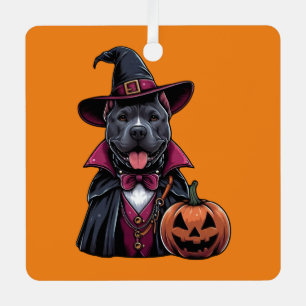 Costumed Pitbull Halloween Metal Tree Decoration