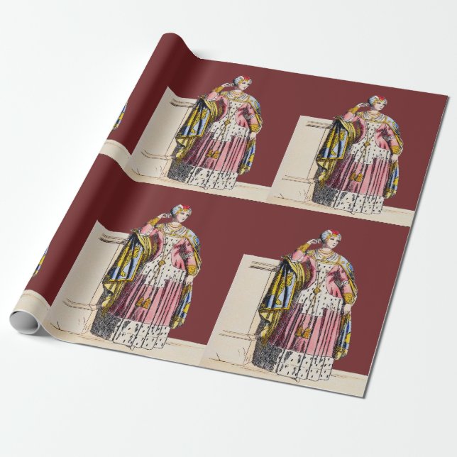~ COSTUMES ~A Lady of Rank~ Edward 3rd ~ 1350s  Wrapping Paper (Unrolled)