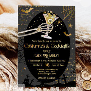 Costumes and Cocktails Adult Halloween Party Invitation