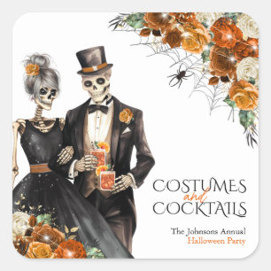 Costumes and Cocktails Adult Halloween Party Square Sticker