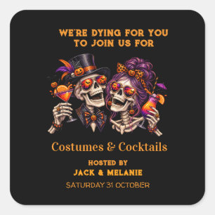 Costumes and Cocktails Adult Party Halloween Square Sticker
