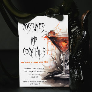 Costumes and Cocktails Bloody Martini Halloween Invitation