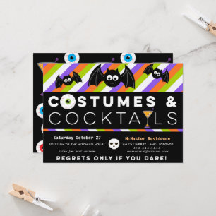 Costumes and Cocktails eyeballs drinks bats Invitation