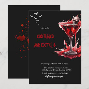 Costumes & Cocktail Adult Skull Halloween Party Invitation