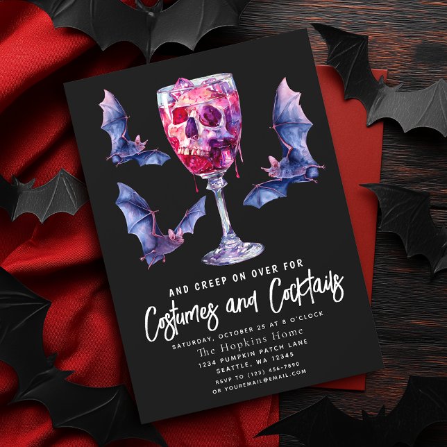 Costumes & Cocktail Bats Adult Halloween Party Invitation (Creator Uploaded)