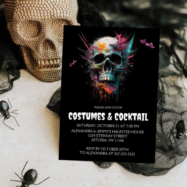Costumes & Cocktail Skull Halloween Party Invitation (Creator Uploaded)