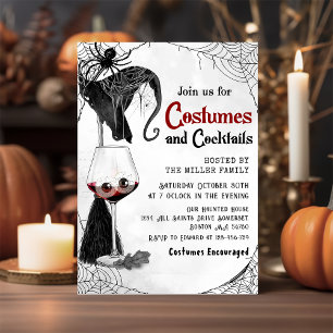 Costumes & Cocktails Adult Halloween Gothic Party  Invitation