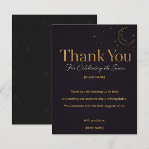 Costumes Cocktails & Chaos Black Gold Thank You  Card