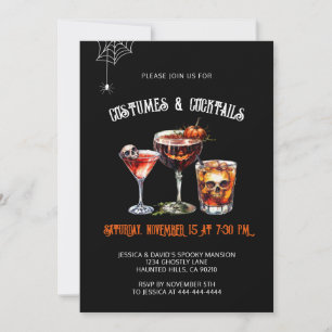 Costumes & Cocktails Elegant Halloween Party Invitation