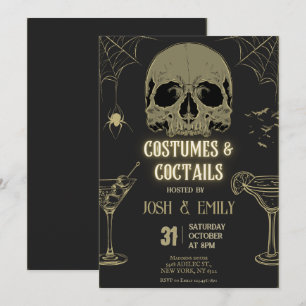 Costumes & Cocktails Halloween Adult Party Scull Invitation