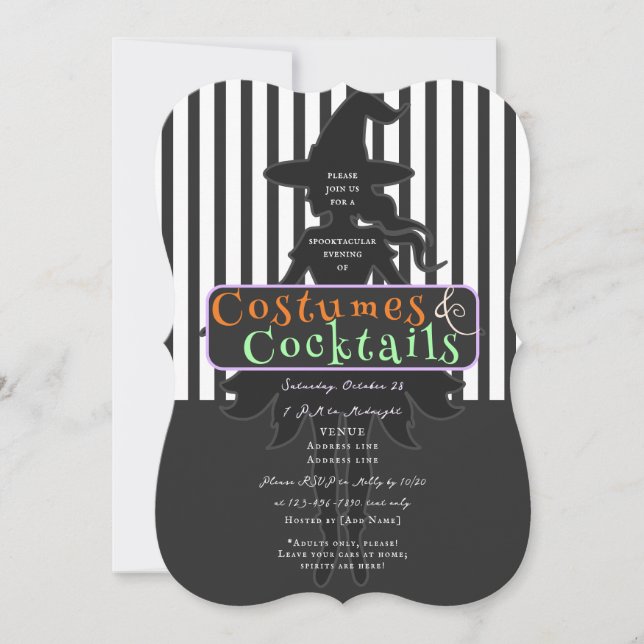 Costumes & Cocktails Halloween Drink Up Witches Invitation (Front)