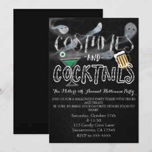 Costumes & Cocktails Halloween Party Invitations