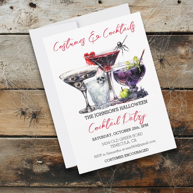 Costumes & Cocktails Halloween Party Watercolor In Invitation (Creator Uploaded)