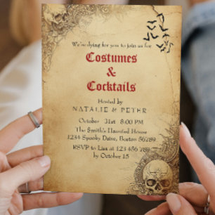 Costumes & Cocktails I Skull Halloween Party Invitation