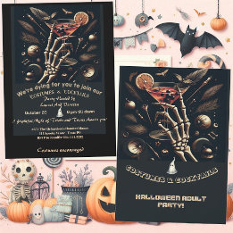 Costumes Cocktails Skeleton Adult Halloween Party Invitation