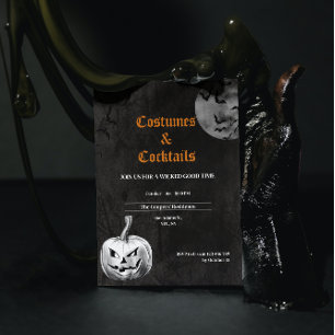 Costumes & Cocktails Spooky Adult Halloween Party Invitation