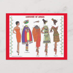 Costumes of Africa Paper Doll Post Card