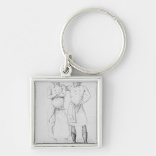 Costumes of cooks from different eras key ring