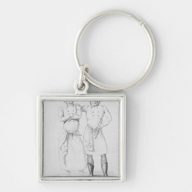 Costumes of cooks from different eras key ring (Front)