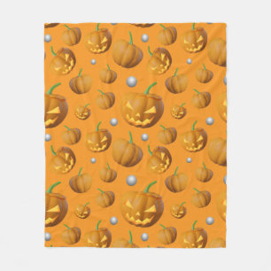 Cosy 3D Jack O'Lantern & Pumpkin Pattern Fleece Blanket