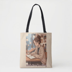 Cosy Aesthetic Write Your Own Story Journal Illust Tote Bag