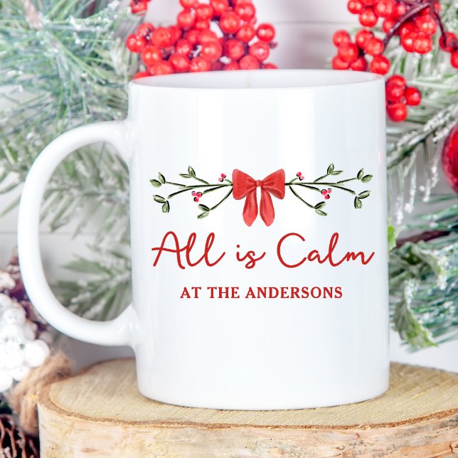 Cosy "All is Calm" Personalised Christmas Holiday  Coffee Mug (Creator Uploaded)