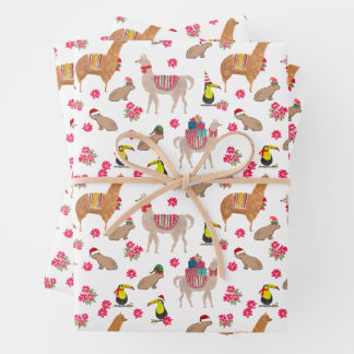 Cosy Alpaca Capybara Llama Hand-Illustrated Wrapping Paper Sheet