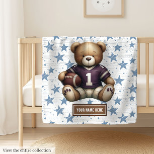 Cosy American Football Teddy Bear Blanket for Boys